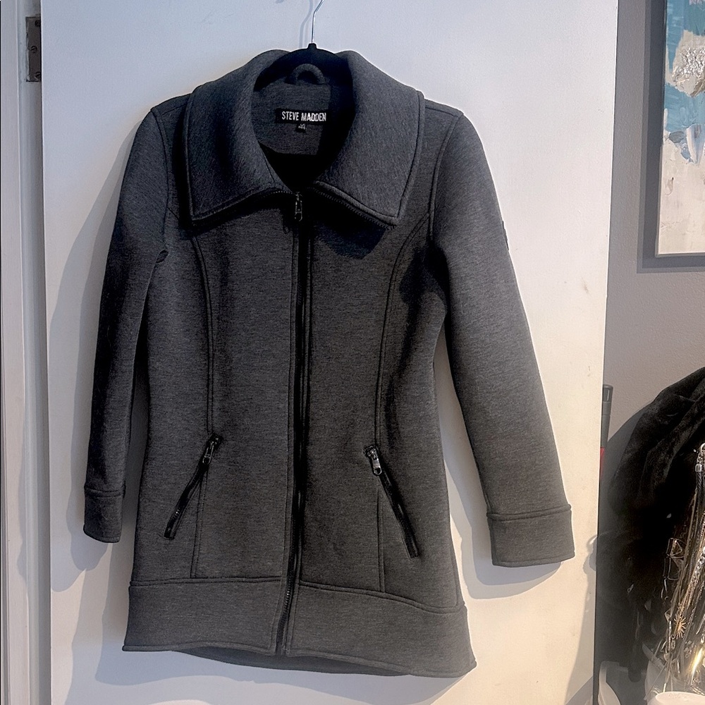 Steve Madden Grey Zip Up Jacket Coat w/ Zipped Front Pockets! Size L